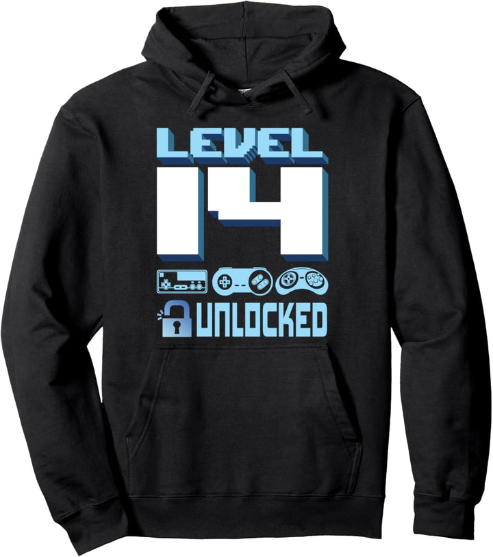 14. Geburtstag Teenager Jungen Spieler Level 14 entsperrt 14 Jahre alt Pullover Hoodie