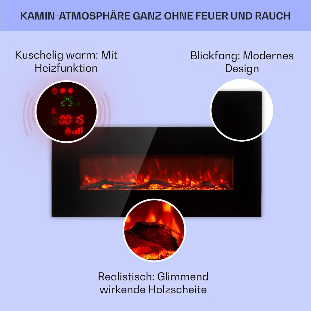 Klarstein Elektrokamin, Elektro Heizungen für Wohnzimmer & Innenräume, Elektrischer Kamin mit LED Fl