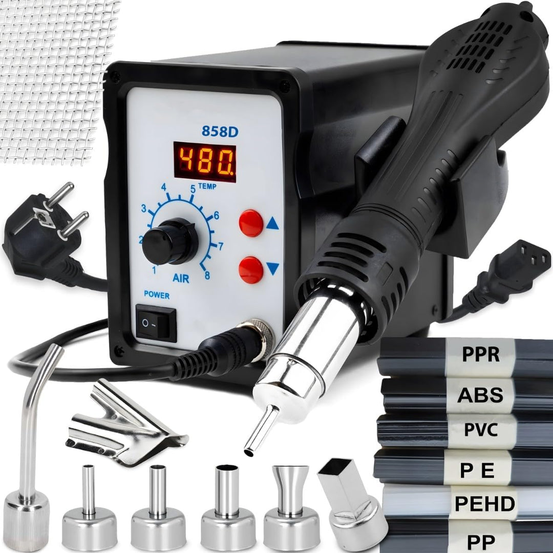 Retoo Heissluft Lötstation 800W, Temperatur Einstellbar 100-480°C, Entlötkolben, 120 l/min Luftleist