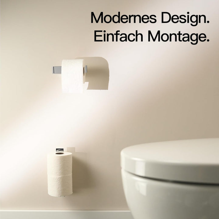 Designfabrik Hamburg Ersatzrollenhalter ohne Bohren | Toilettenpapierhalter selbstklebend für 2 Klor