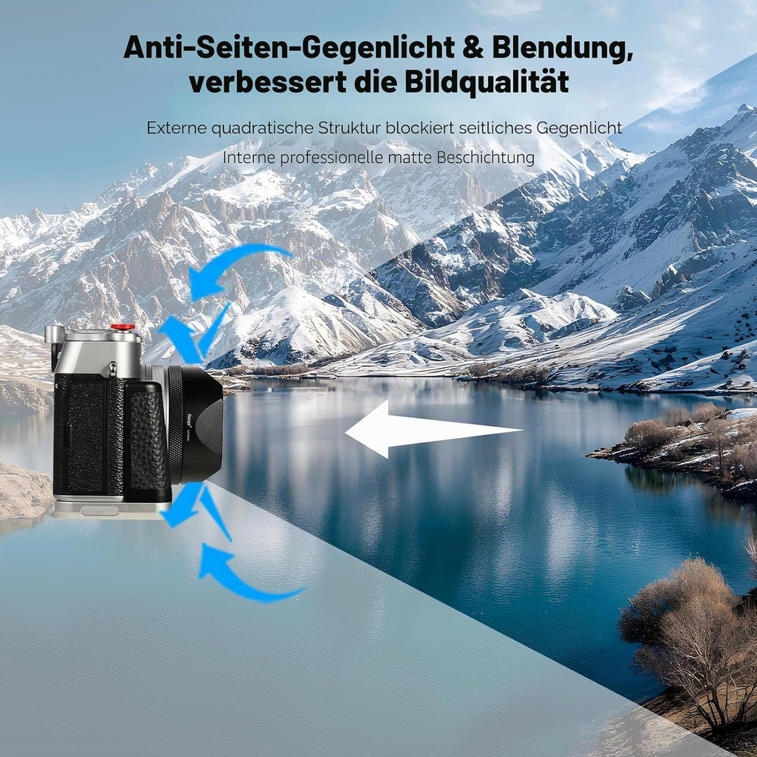 Quadratische Metall-Gegenlichtblende für Fuji X100VI Kamerazubehör schwarz mit 49 mm UV-Filter-Adapt