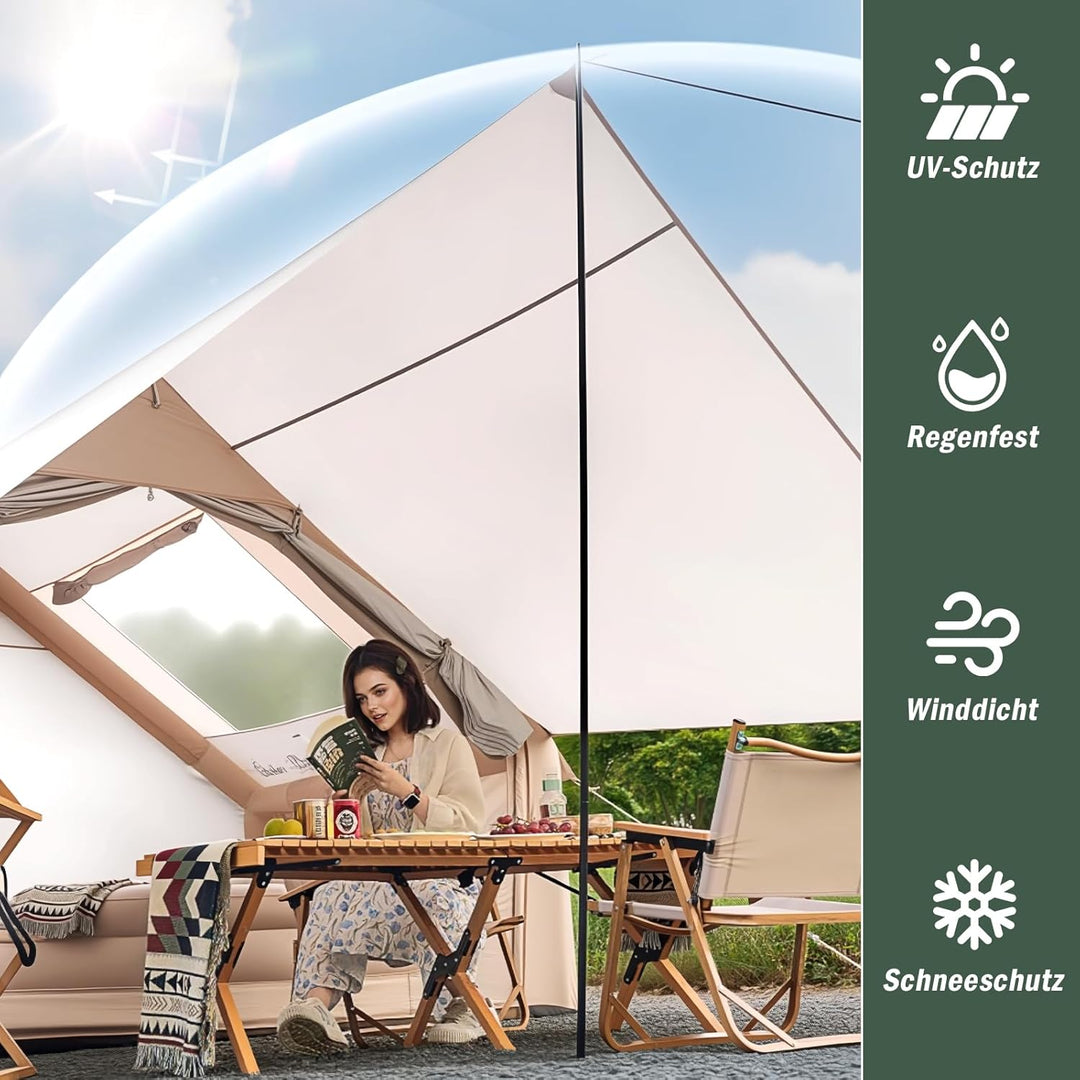 Aufblasbares Zelt 2-10 Personen, Inflatable Tent mit Rauchabzug, Camping Zelt Aufblasbar- 5 Minuten