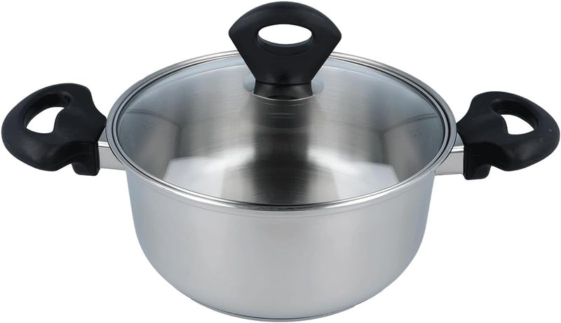 EUROHOME Bratentopf mit Glasdeckel und induktionsgeeignet - Kochtopf Edelstahl Ø20 cm - Hochwertiger