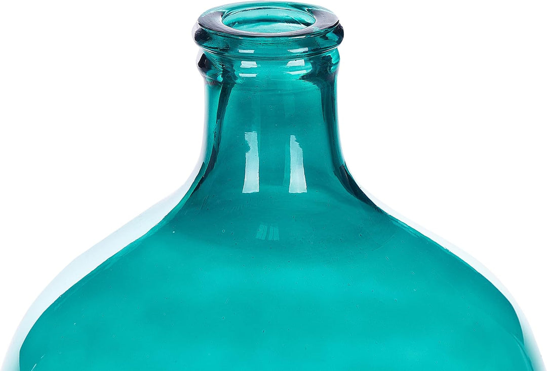 Runde Dekovase gefärbtes Glas handgefertigt blau türkis 48 cm Samosa