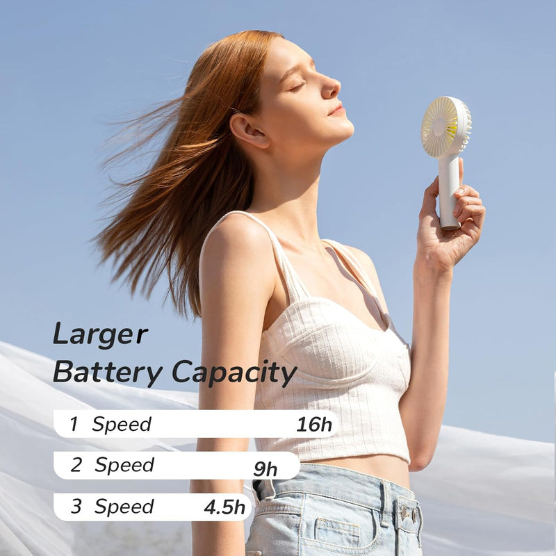JISULIFE Handventilator, 【4500mAh】 Tragbarer kleiner Ventilator mit 3-Geschwindigkeiten, USB wiedera