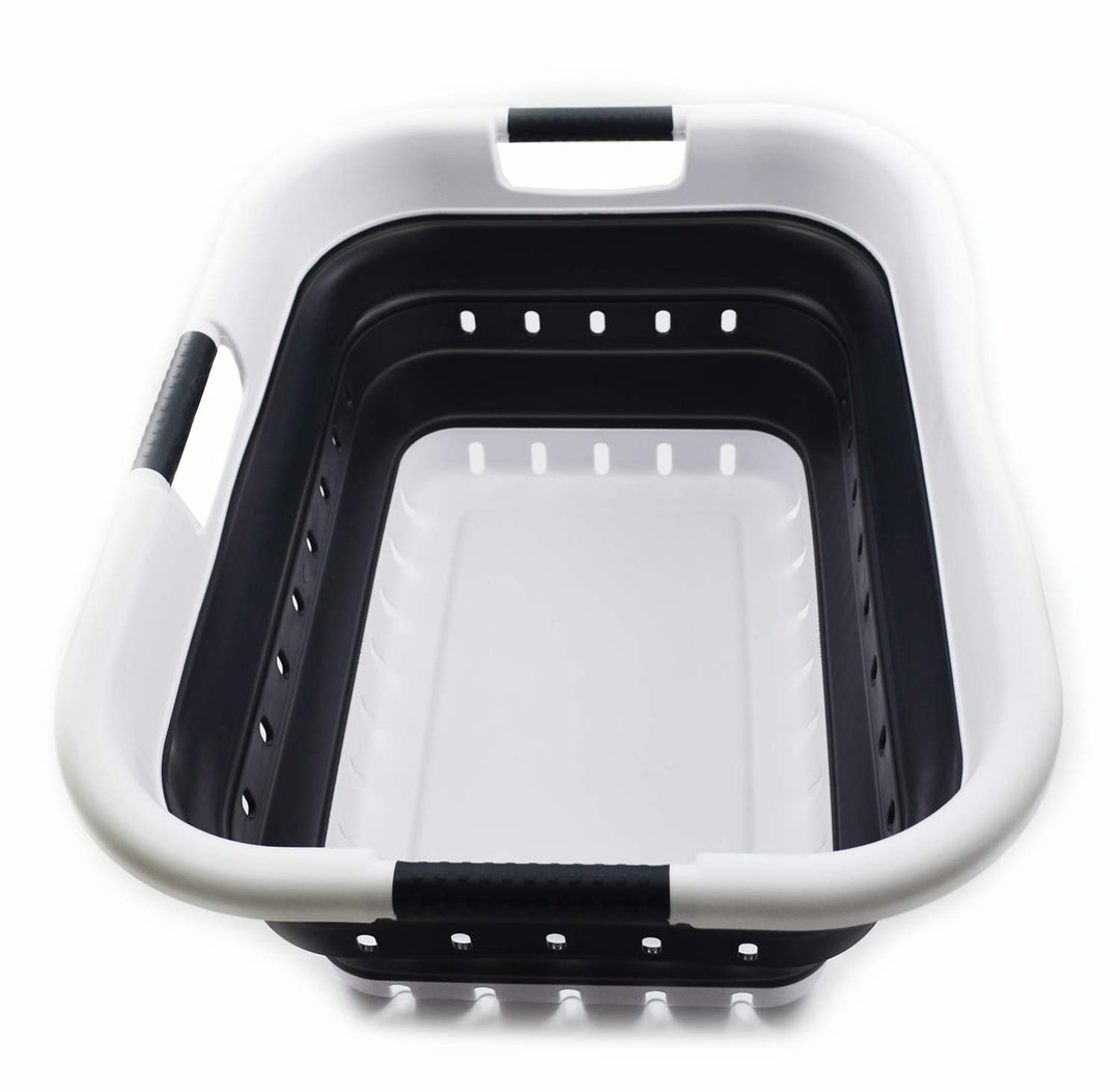 SAMMART 41L Collapsible 3 Handled Plastic Laundry Basket - Foldable Pop Up Storage Basket/Organizer