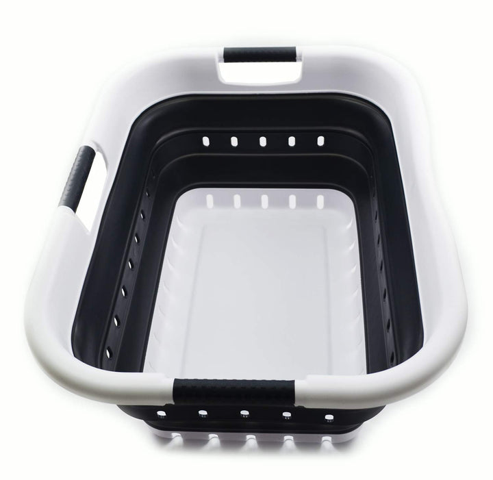 SAMMART 41L Collapsible 3 Handled Plastic Laundry Basket - Foldable Pop Up Storage Basket/Organizer
