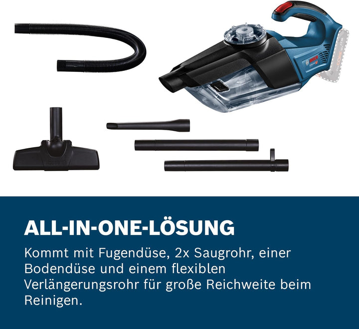 Bosch Professional 18V System Akku Handstaubsauger GAS 18V-1 (ohne Akkus und Ladegerät, mit Absaugro