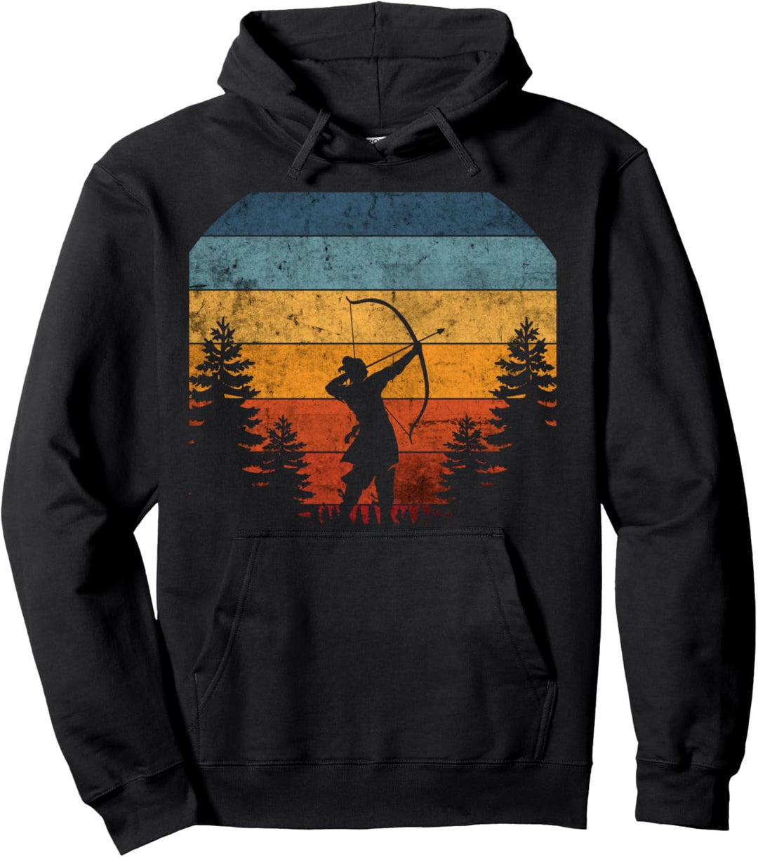 Bogenschiessen, Bogensport, Pfeil Bogen, Vintage Retro Design Pullover Hoodie