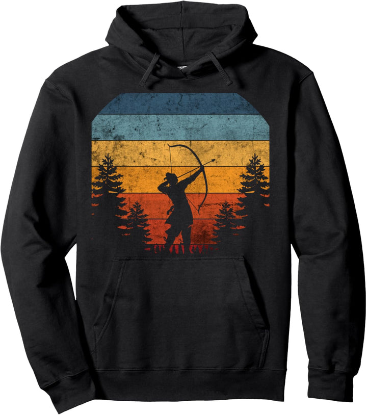 Bogenschiessen, Bogensport, Pfeil Bogen, Vintage Retro Design Pullover Hoodie