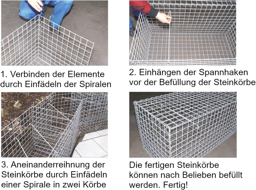 Steinkorb Gabione Steinzaun 50 x cm Maschenweite 5 PROFIQUALITÄT! Bausatz!, Stahl Verzinkt