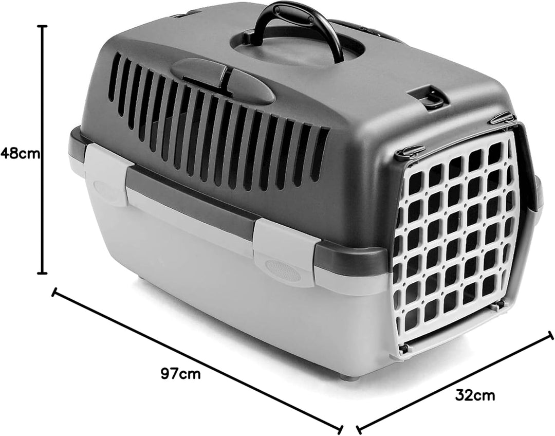 Tiertransportbox, Katzenkorb Gulliver in Grau, 48 x 32 x 97 cm