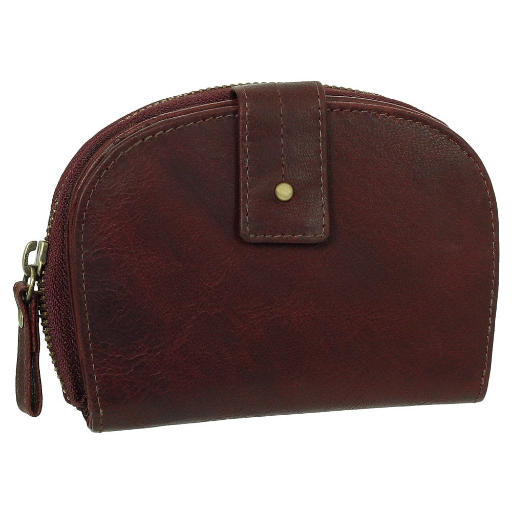 Luxus Leder Damen Geldbörse Portemonnaie Geldbeutel mit Reissverschluss 13,5 cm Farbe Rot, Rot