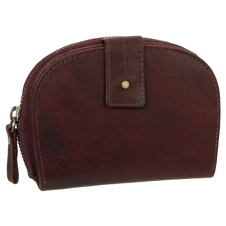 Luxus Leder Damen Geldbörse Portemonnaie Geldbeutel mit Reissverschluss 13,5 cm Farbe Rot, Rot