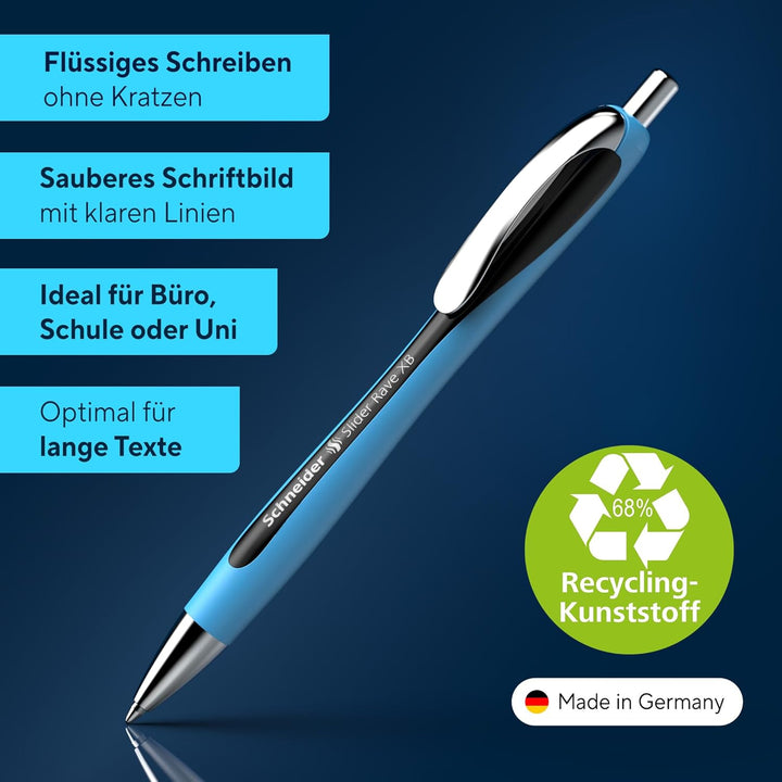 Schneider 132501 Slider Rave XB Kugelschreiber (Strichstärke: XB, dokumentenechte Mine, Made in Germ