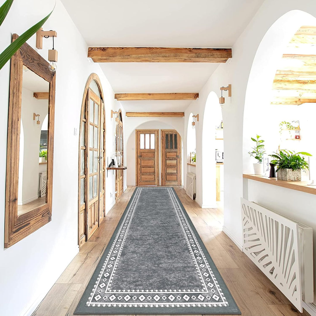 Enyhom Lang Teppich Läufer 66 x 240 cm Waschbar rutschfest Läufer Flur Teppich Küchenläufer dauerhaf