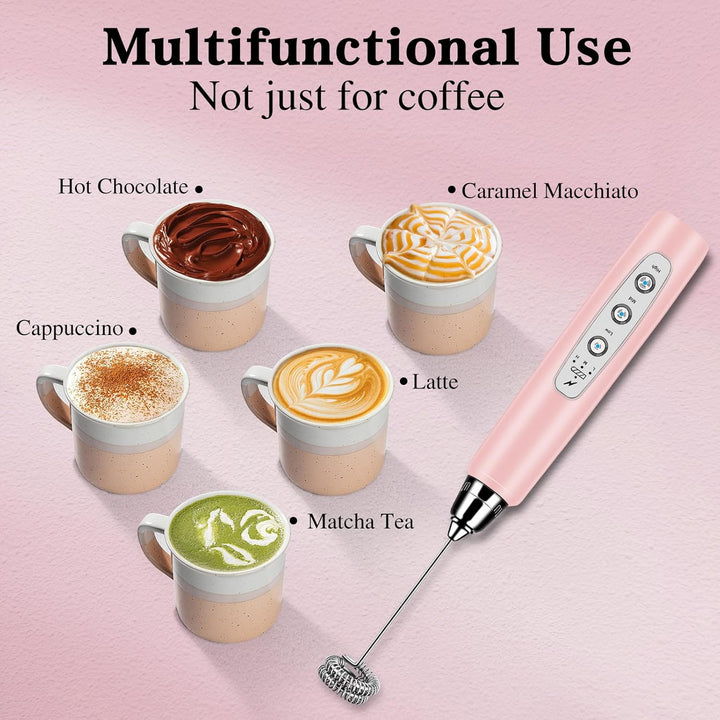 BSRGMS Milchaufschäumer Handheld für Kaffee, Elektrischer Schneebesen 3 Geschwindigkeit Einstellbar,
