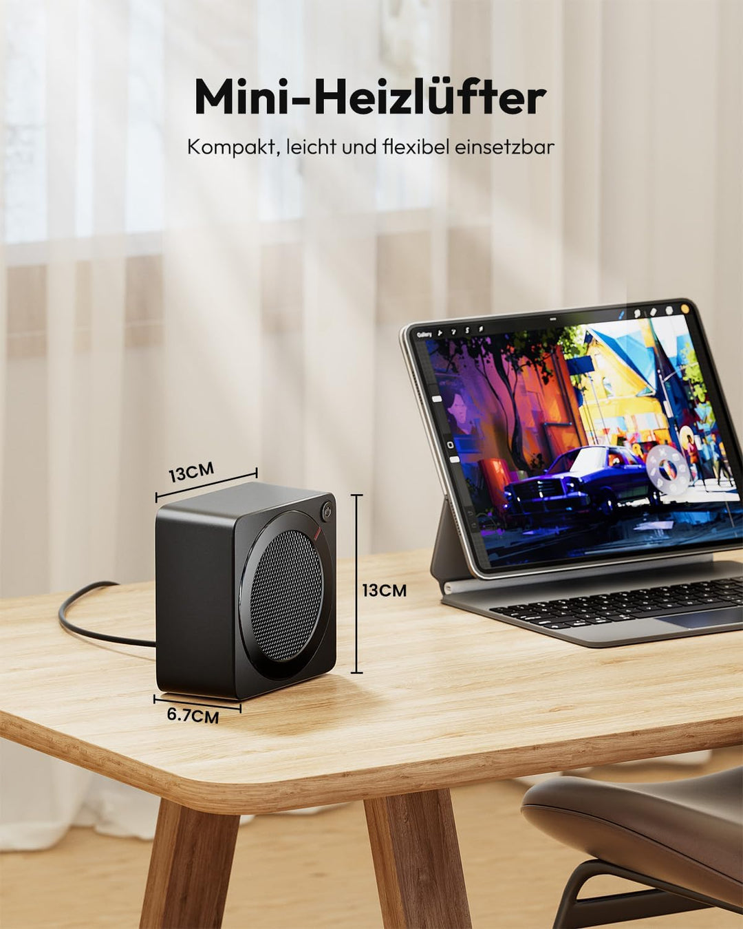 Gaiatop Mini Heizlüfter Energiesparend 500W, Heizlüfter Klein mit 2s PTC-Keramikheizung, mit Überhit