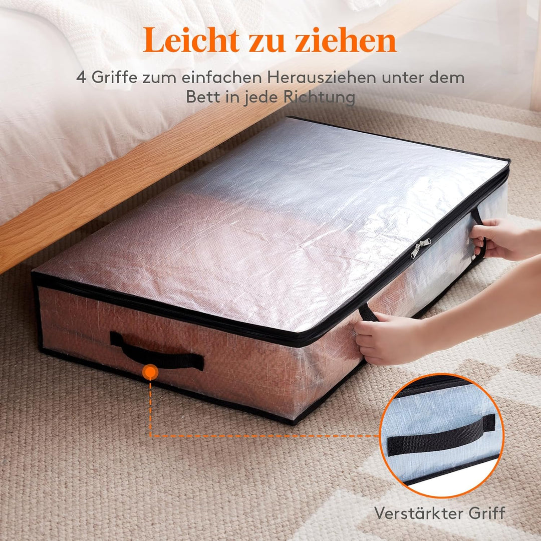 Lifewit 4 Stück Transparente Plastik Unterbett Aufbewahrungstasche, 60L Unterbettkommode Aufbewahrun
