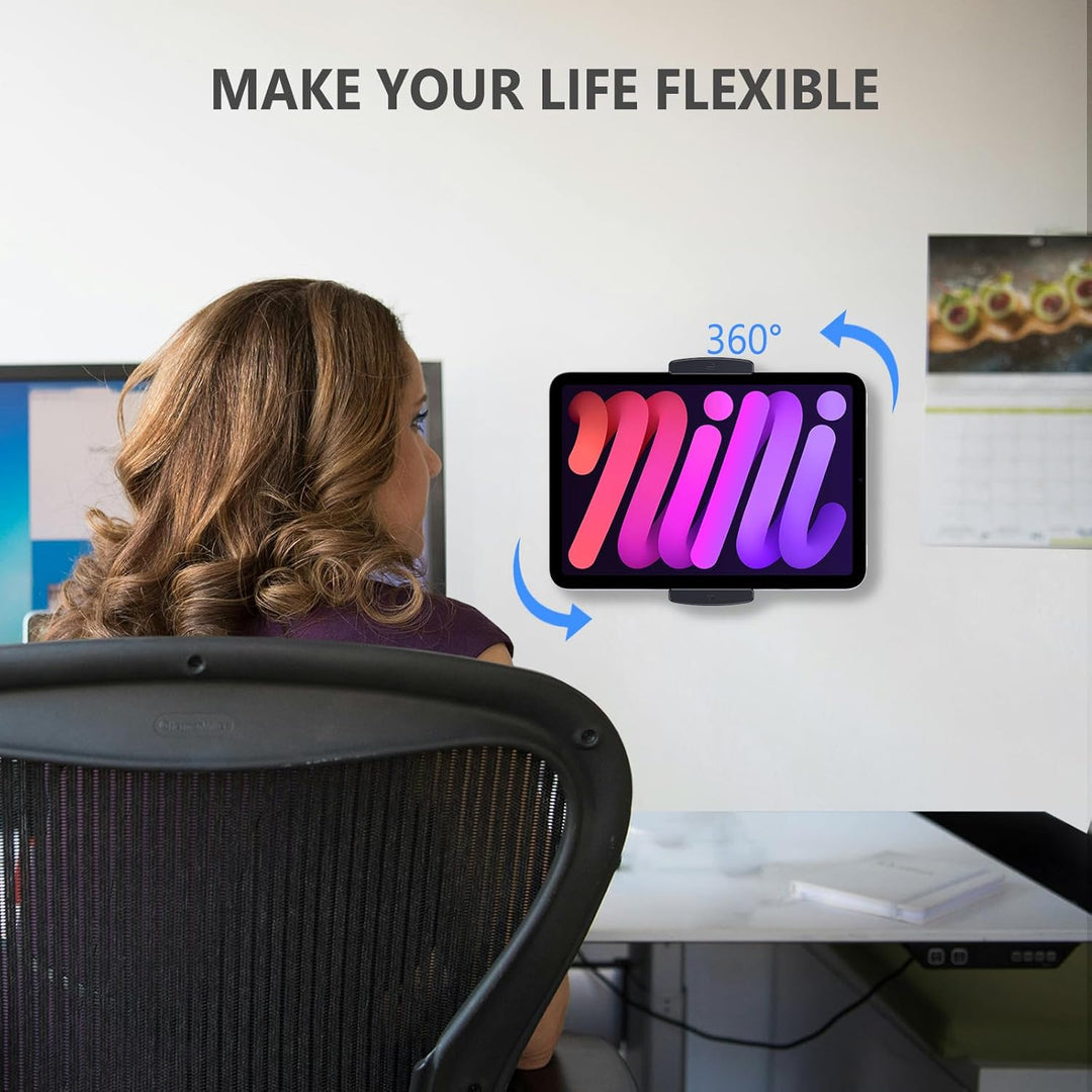 Lucrave Tablet Wandhalterung, iPad Wandhalterung aus Aluminium, 360° drehbare, verstellbare Wandhalt