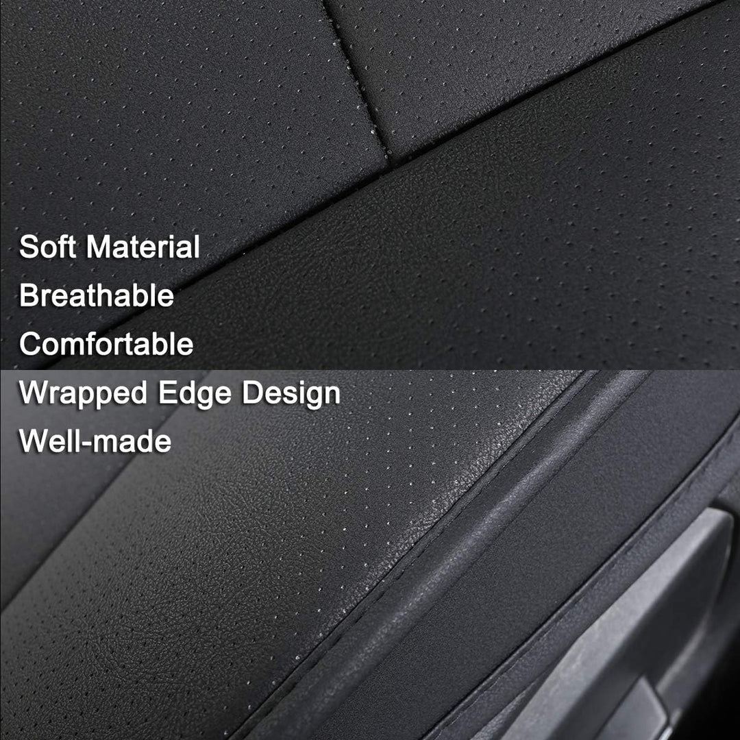 LUOLLOVE Sitzbezüg Auto Universal Leder Super Weich für Vordersitz 1 PC(Schwarz 52 x 51 cm) 1PC Schw