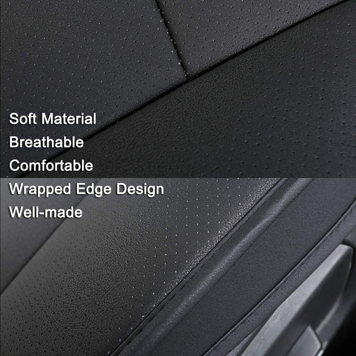 LUOLLOVE Sitzbezüg Auto Universal Leder Super Weich für Vordersitz 1 PC(Schwarz 52 x 51 cm) 1PC Schw