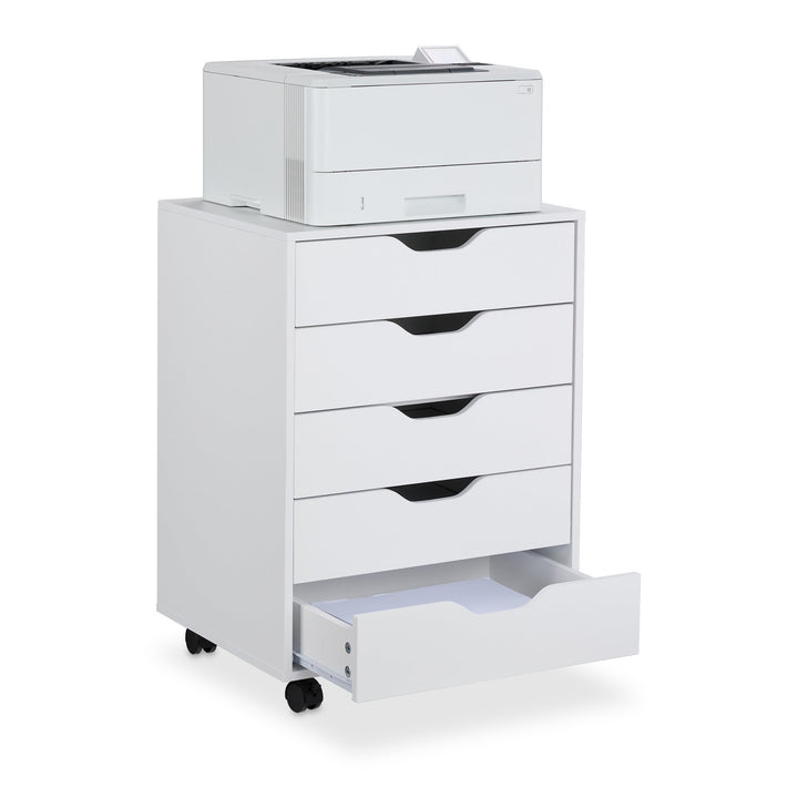 Relaxdays Rollcontainer, 5 Schubladen, HxBxT: 66,5 x 48 x 39,5 cm, Büroschrank, Aktenschrank mit Rol