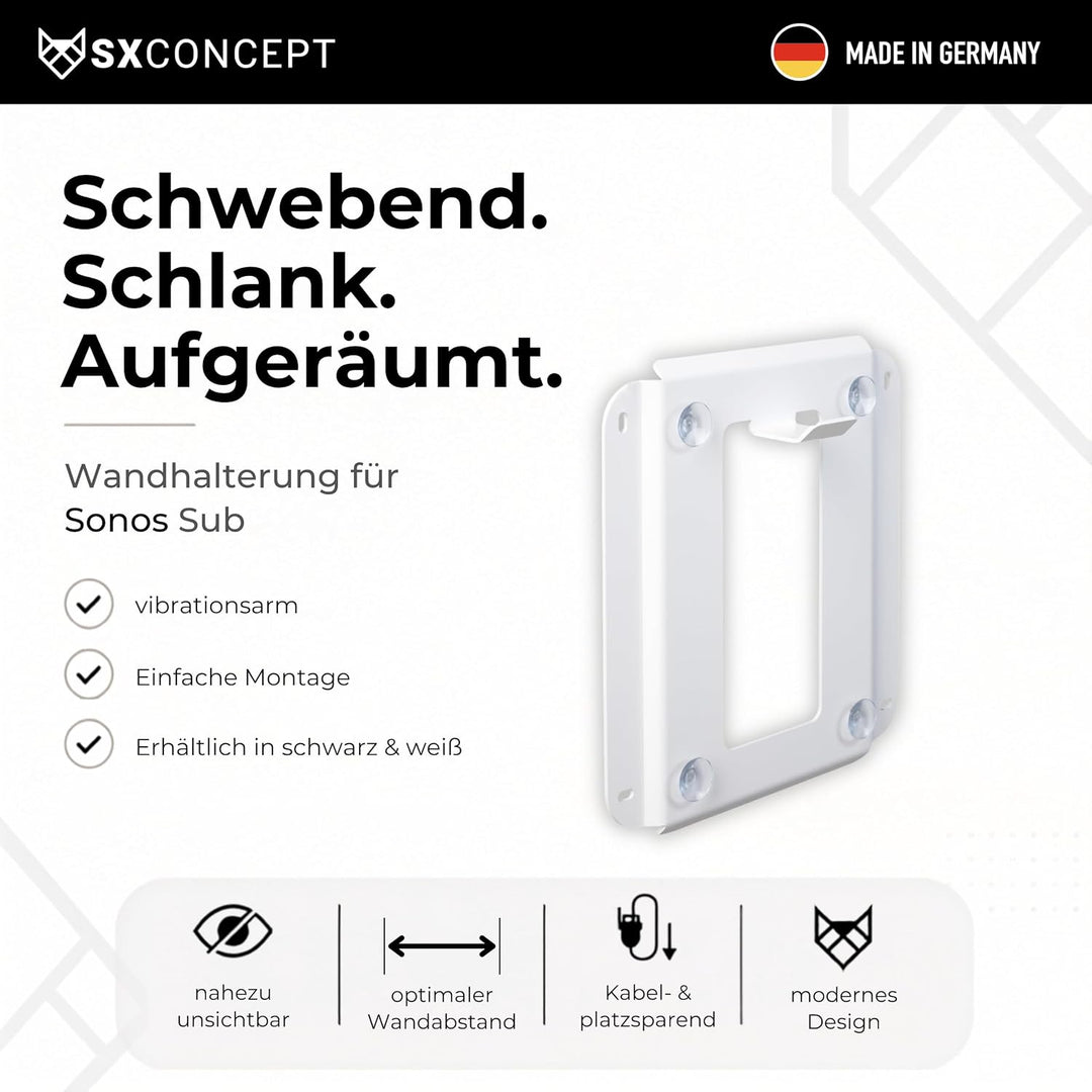 SX-Concept Wandhalterung für Sonos Sub | Minimalistisches Design | geringer Wandabstand | Made in Ge