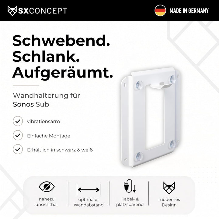 SX-Concept Wandhalterung für Sonos Sub | Minimalistisches Design | geringer Wandabstand | Made in Ge