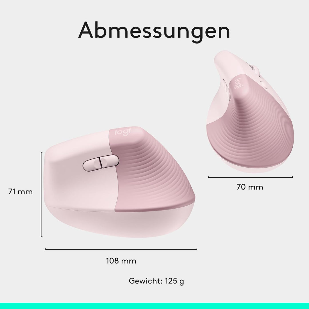 Logitech Lift Vertikale Ergonomische Maus, Kabellos, Bluetooth oder Logi Bolt USB-Empfänger, Leise K