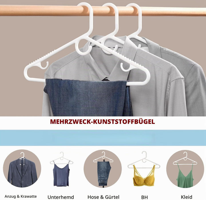 Amber Home 36 Stück 42,5cm Weisse Kleiderbügel - Rutschfeste Kunststoff Kleiderbügel für Mantel, Jac