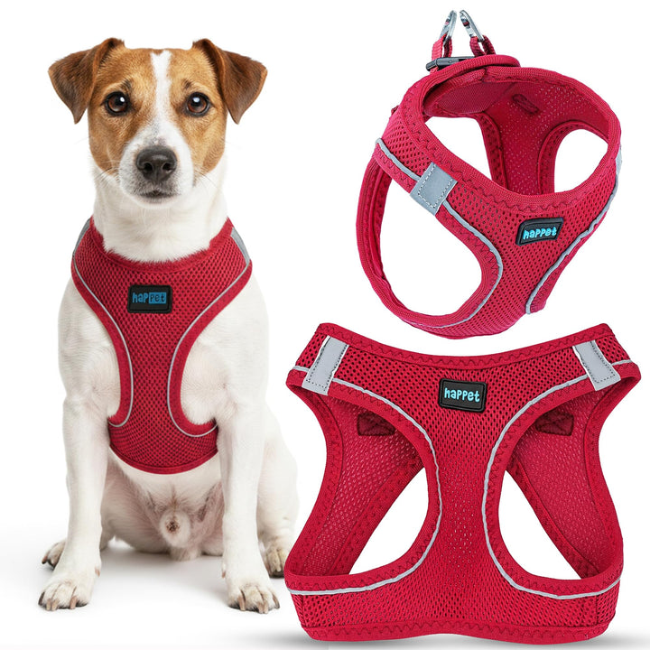 Happet Hundegeschirr M für kleine & mittelgrosse Hunde – atmungsaktives Air-Mesh Brustgeschirr, gepo