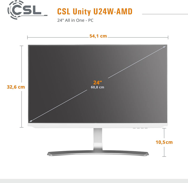 All-in-One-PC CSL Unity U24W-AMD, 60,5 cm (23,8 Zoll, 1920x1080 Full HD) - Leistungsstarker AIO (AMD