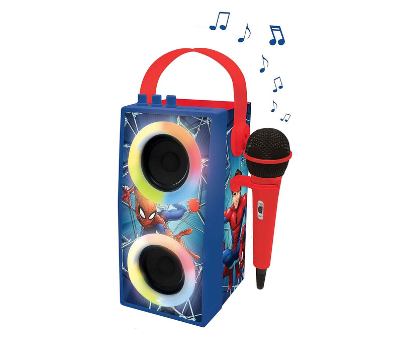 Lexibook - Marvel Spiderman - Tragbarer, leuchtender Bluetooth-Lautsprecher mit Mikrofon, Karaoke, L