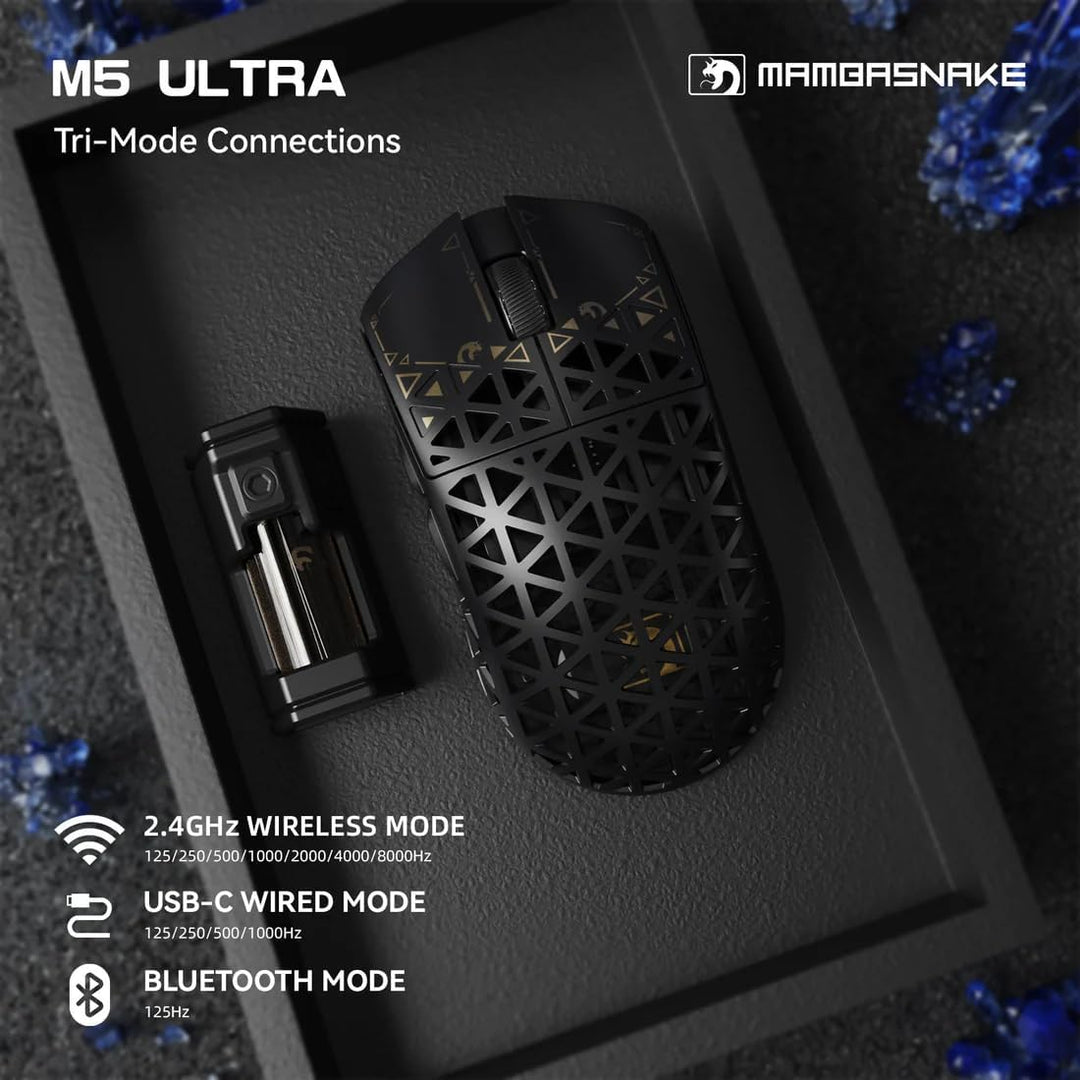 MAMBASNAKE M5 Ultra Carbon Fiber 8000Hz Wireless Gaming Mouse, 39g Superlight, 42000DPI, PAW3950MAX