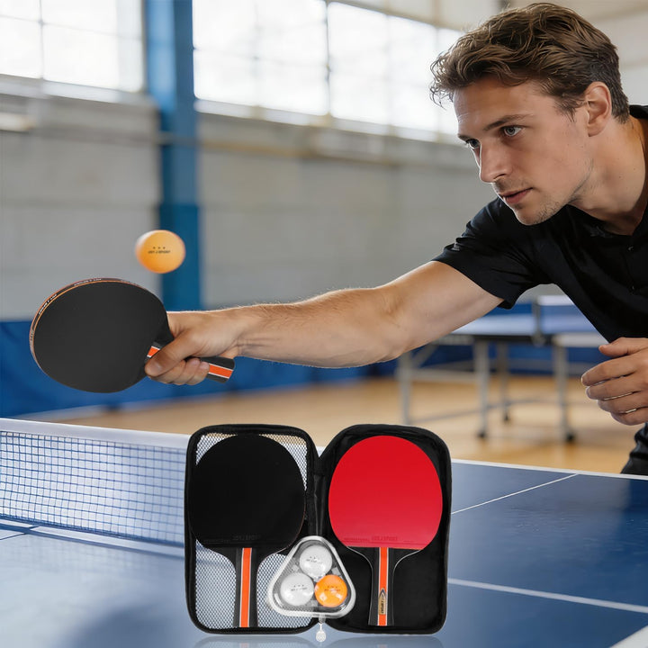 Tischtennisschläger Tischtennis Set mit Tischtennisbälle, Pingpong Set für Kinder Anfänger, Familien