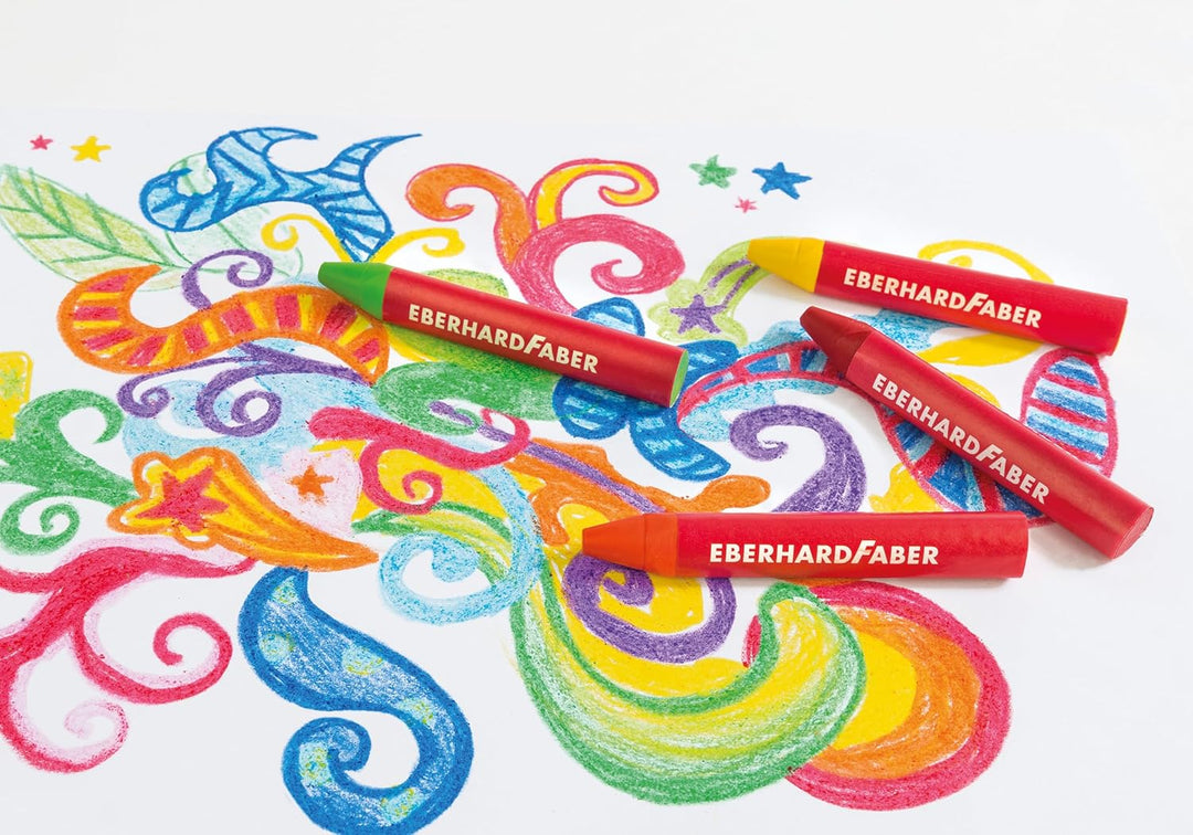 EBERHARD FABER 524020 Dreikant-Wachsmalkreide, 100er Holzkoffer