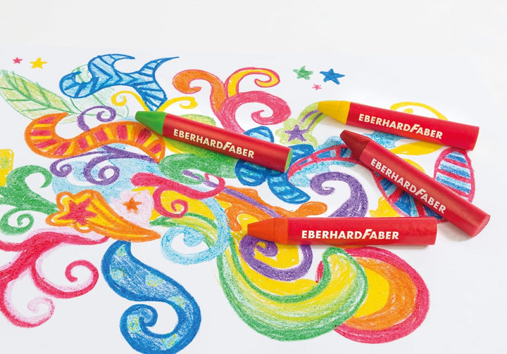 EBERHARD FABER 524020 Dreikant-Wachsmalkreide, 100er Holzkoffer