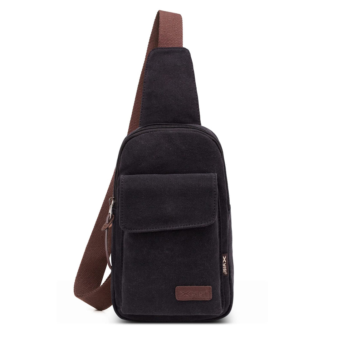 VARLIVOO Retro Sling Bag Damen Herren Canvas Brusttasche Umhängetasche Leichte Schultertasche Klein