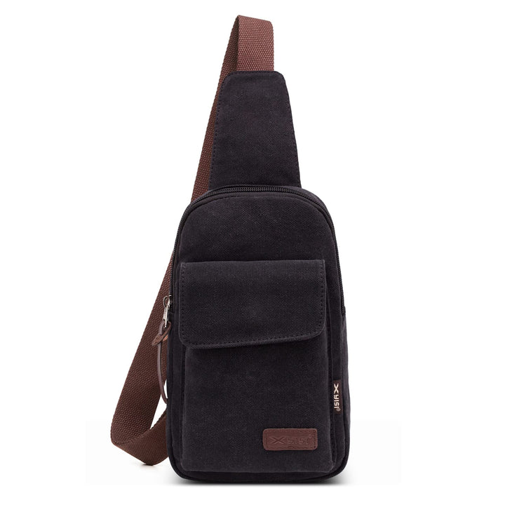 VARLIVOO Retro Sling Bag Damen Herren Canvas Brusttasche Umhängetasche Leichte Schultertasche Klein