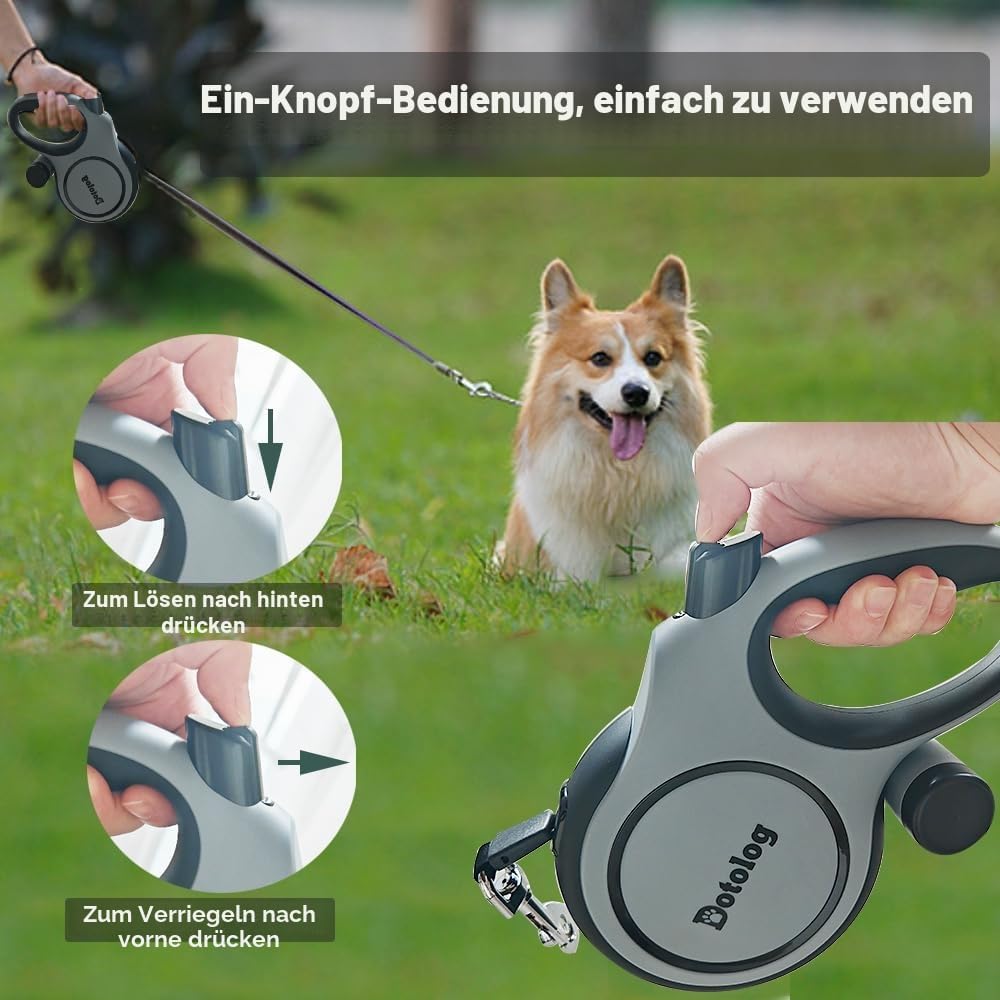Hundeleine einziehbar 8m, Rollleinen für Hunde Einziehbares Zugseil, Ausziehbare Hundeleine für mitt