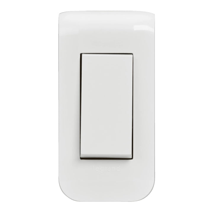 Legrand 200076 Set mit Schalter, einfach oder hin und her, schmal, mit Platte und Einbaubox, 10 A, 1