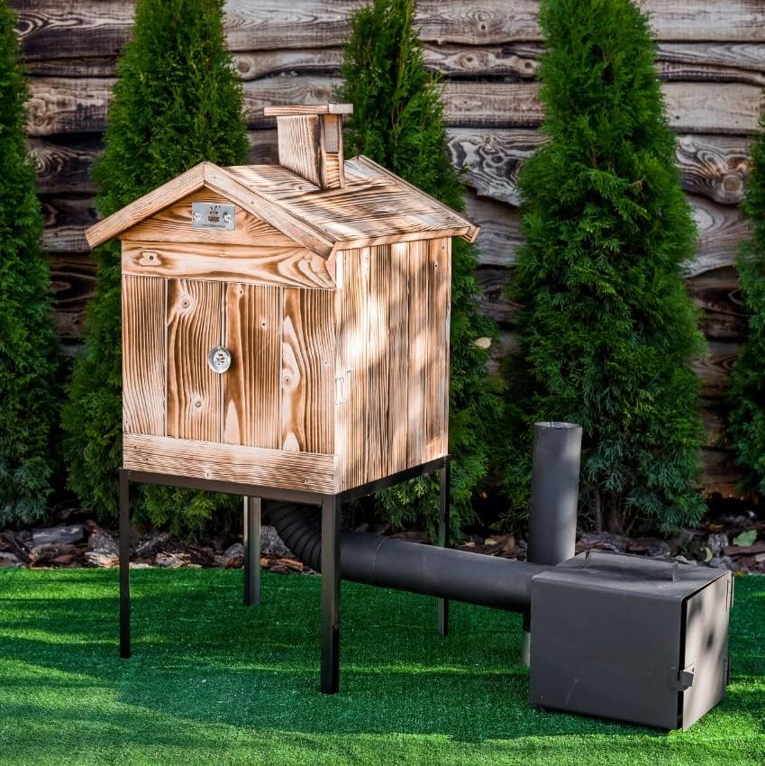 Räucherkammer Holz Imprägniert Räucherofen Räucherschrank Garten 50 x 50 x 70 cm