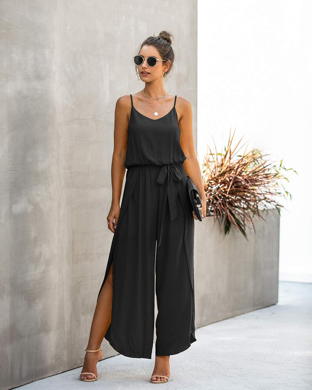 ASOMI Jumpsuit Damen Sommer Lang: Sexy Cocktail Elegant Mode Gürtel Overall Hochzeit Hawaii Urlaub S