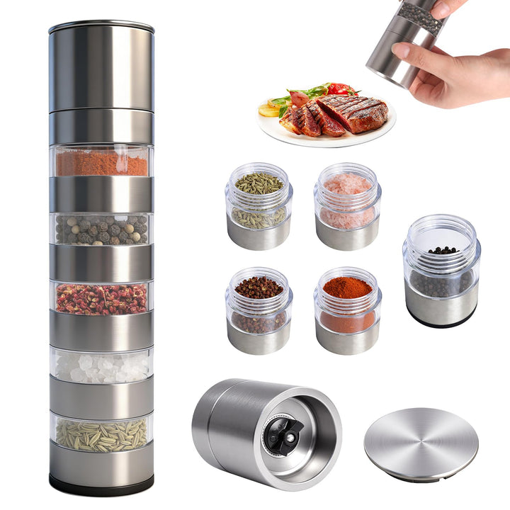 5 in 1 Gewürzstreuer, Mini Gewürzgläser Set Camping Gadgets Wohnmobil Mini Salzstreuer für Unterwegs