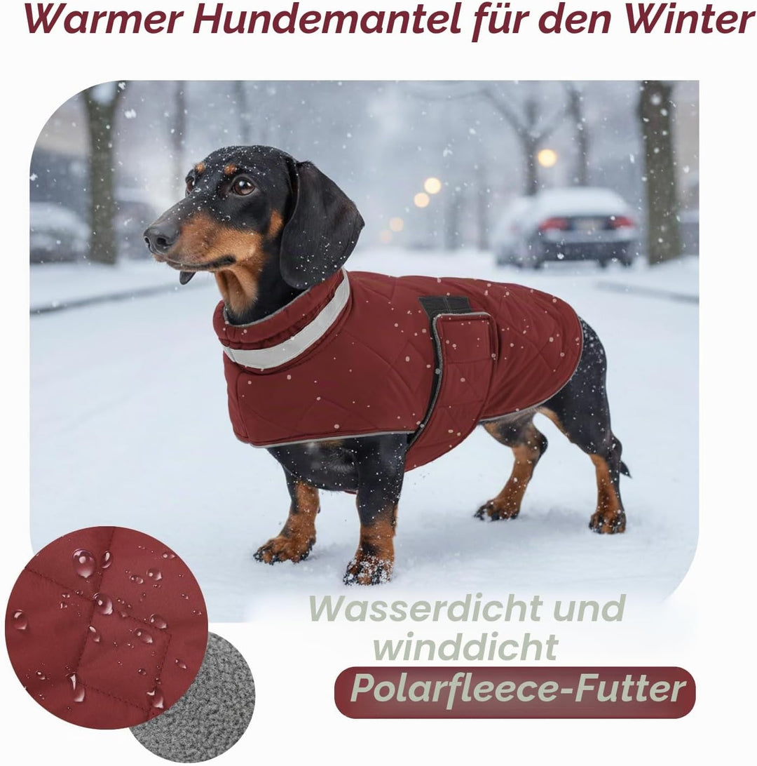 ASENKU Hundemantel Winter - Wasserdicht &amp; Fleecegefüttert für kleine Hunde S Rot, S Rot