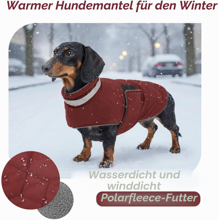 ASENKU Hundemantel Winter - Wasserdicht &amp; Fleecegefüttert für kleine Hunde S Rot, S Rot