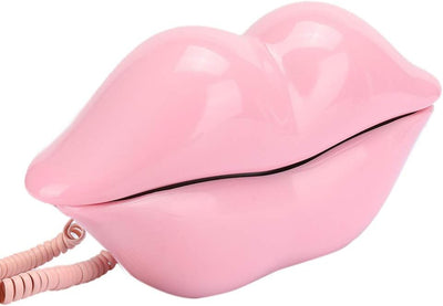 Annadue Europäisches Festnetztelefon mit rosa Lippen, Retro-Neuheit, schnurgebundenes Telefon, mit T