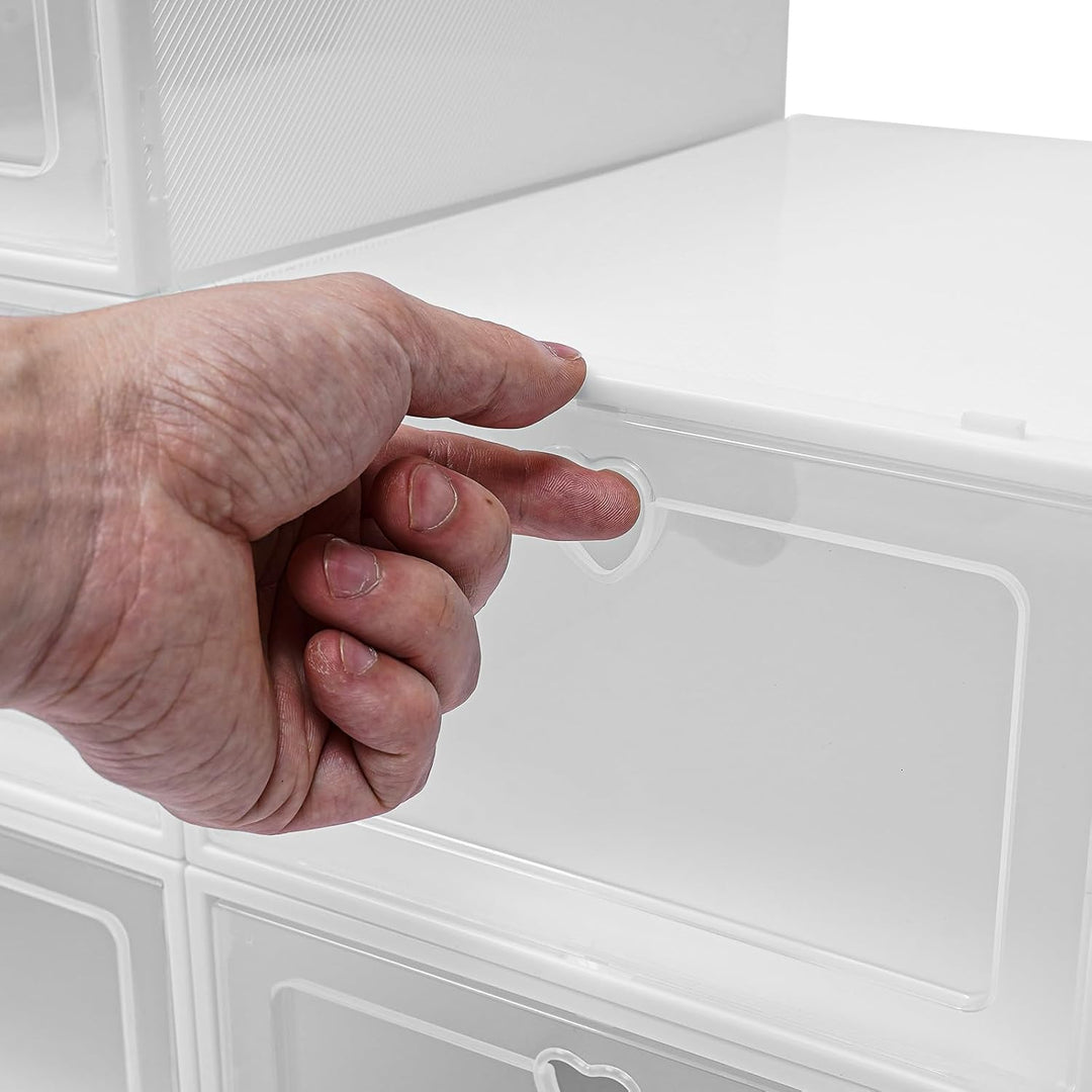 Schuhboxen, 20er transparent-weiss Boxen Aufbewahrung, Herz-Löcher Faltbar Stapelbar Schuhkartons 33