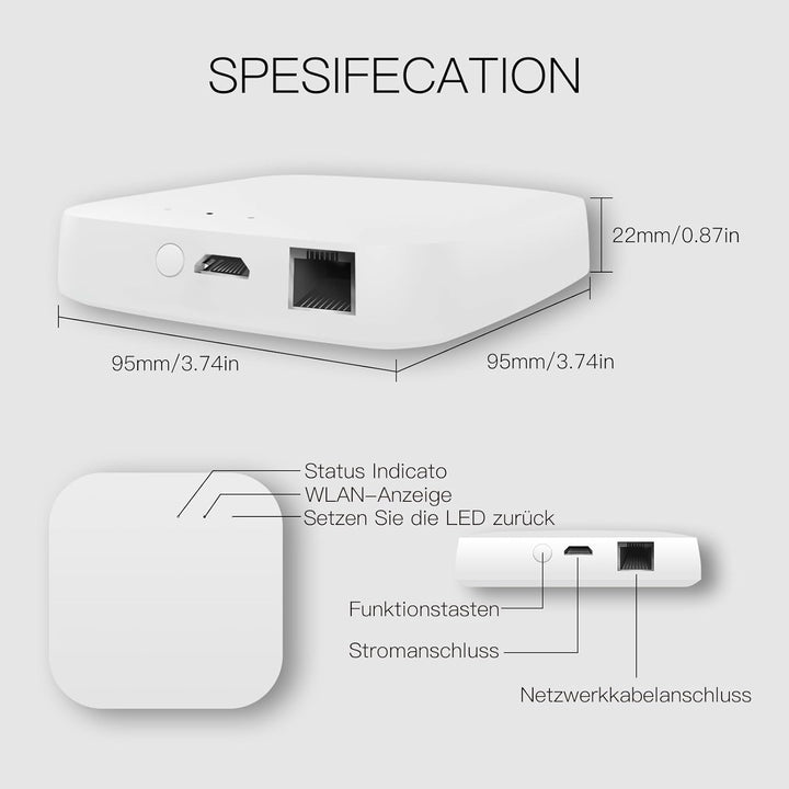 MOES Tuya Smart ZigBee Wired Gateway Multi-Mode mit BLE WiFi 2.4G Mesh Hub, Sprachsteuerung über Ale